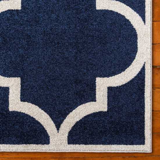 Rug Unique Loom Trellis Navy Blue Runner 2' 7 x 8' 0