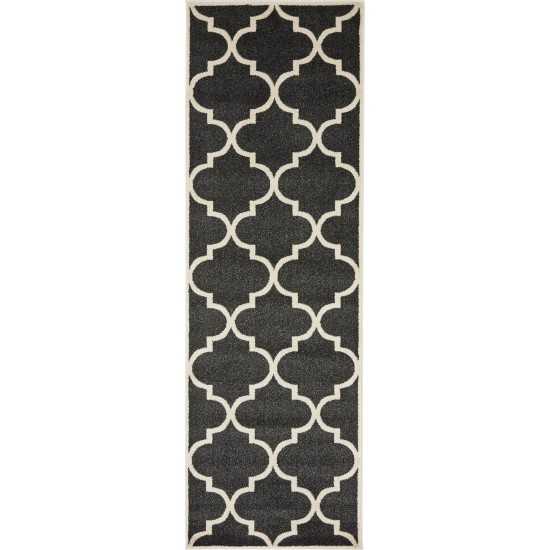 Rug Unique Loom Trellis Black Runner 2' 7 x 8' 0