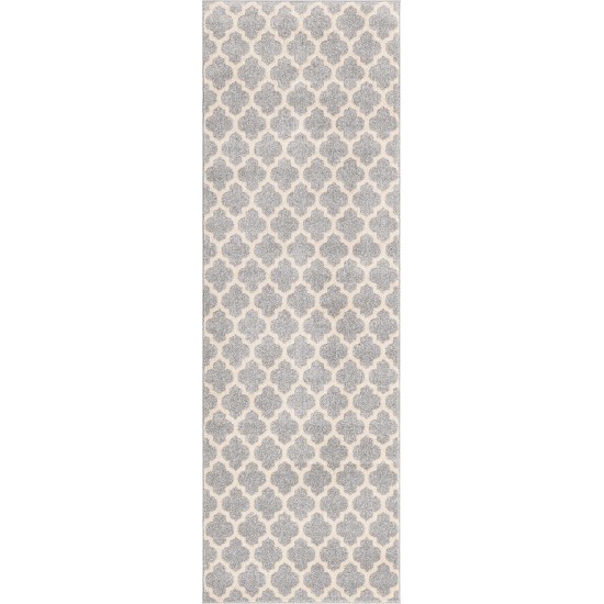 Rug Unique Loom Trellis Light Gray Runner 2' 7 x 8' 0