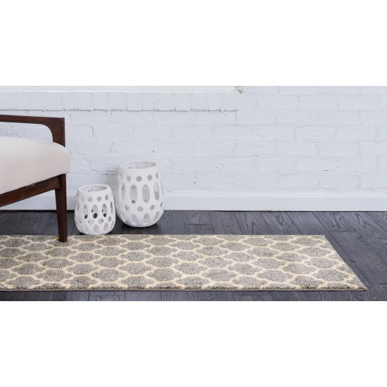 Rug Unique Loom Trellis Light Gray Runner 2' 7 x 8' 0