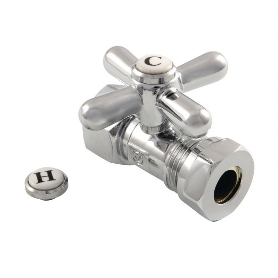 Kingston Brass Quarter Turn Valves (1/2-Inch FIP X 1/2-Inch and 7/16-Inch O.D. Slip Joint), Polished Chrome