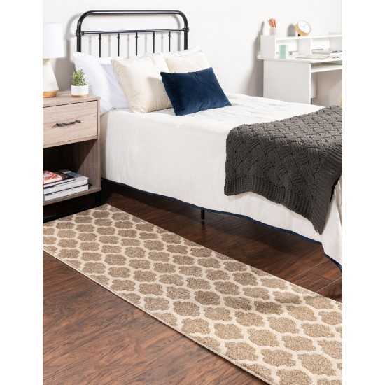 Rug Unique Loom Trellis Light Brown Runner 2' 7 x 8' 0