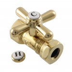 Kingston Brass Quarter Turn Valves (1/2-Inch FIP X 1/2-Inch and 7/16-Inch O.D. Slip Joint), Polished Brass