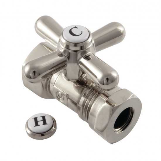 Kingston Brass Quarter Turn Valves (1/2-Inch FIP X 1/2-Inch and 7/16-Inch O.D. Slip Joint), Brushed Nickel