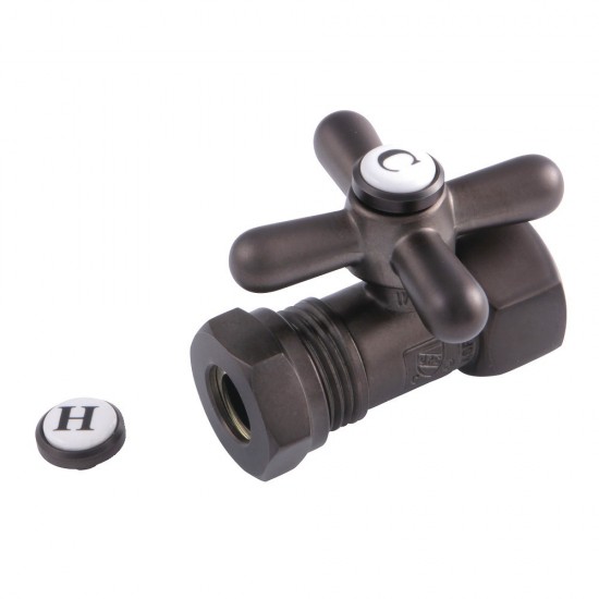 Kingston Brass Quarter Turn Valves (1/2-Inch FIP X 1/2-Inch and 7/16-Inch O.D. Slip Joint), Oil Rubbed Bronze