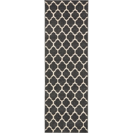 Rug Unique Loom Trellis Black Runner 2' 0 x 6' 0