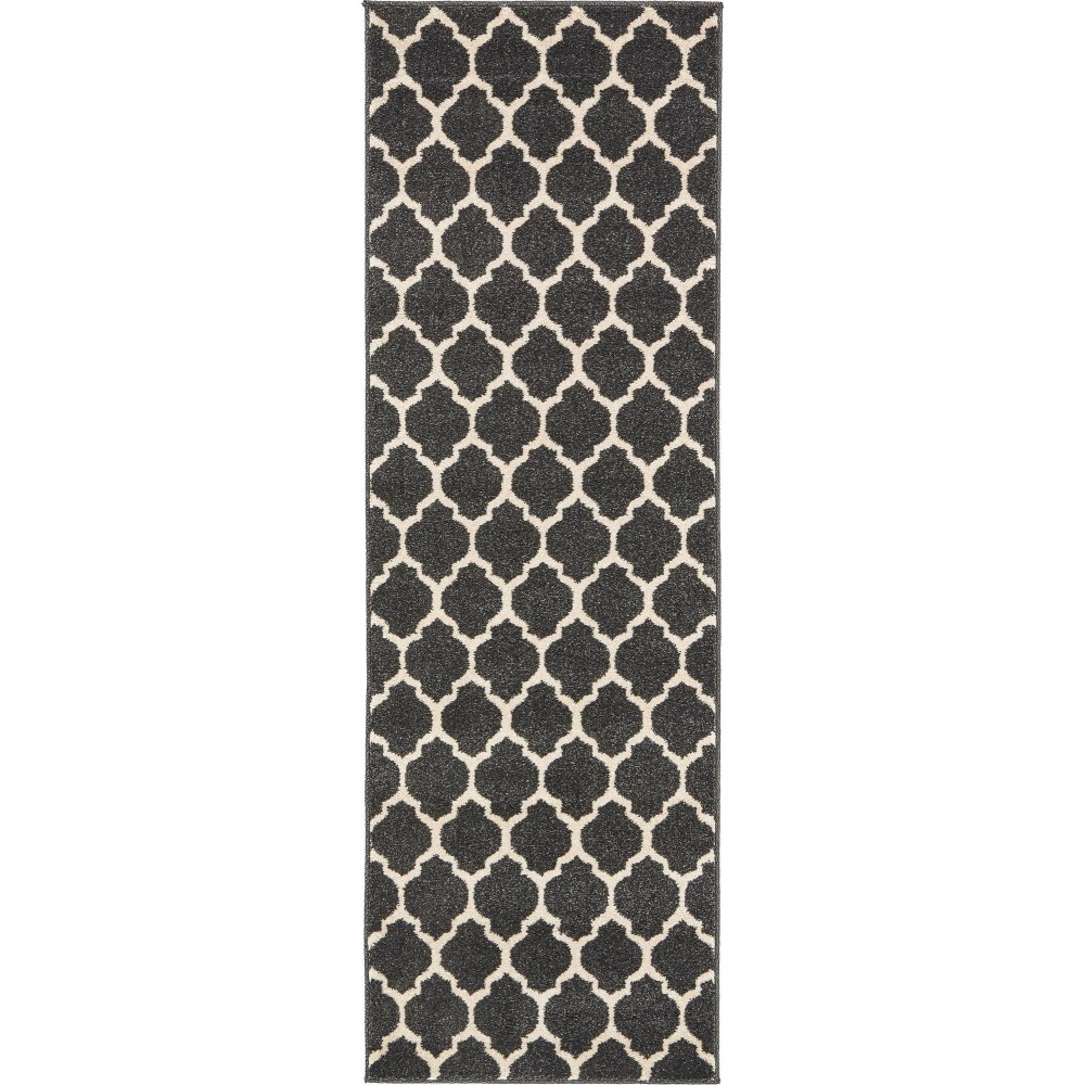 Rug Unique Loom Trellis Black Runner 2' 0 x 6' 0