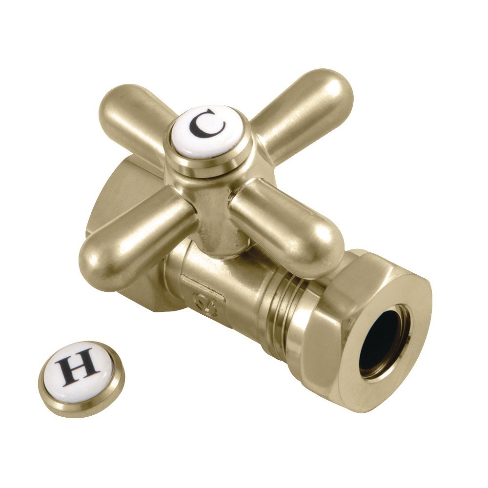 Kingston Brass Vintage Quarter Turn Valves (1/2-Inch FIP X 1/2-Inch and 7/16-Inch O.D. Slip Joint), Brushed Brass