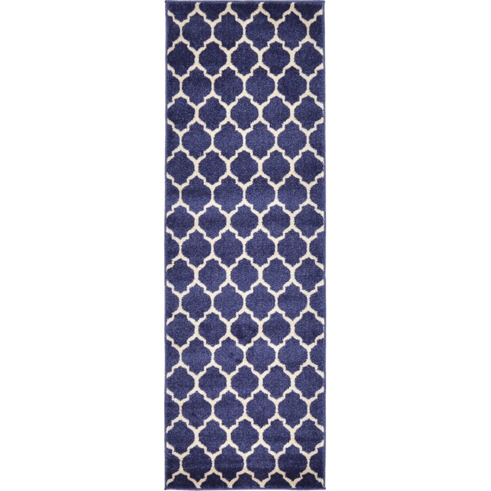 Rug Unique Loom Trellis Navy Blue Runner 2' 0 x 6' 0 Rug Unique Loom Trellis Navy Blue Runner 2' 0 x 6' 0