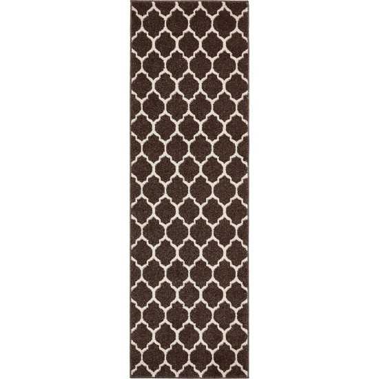 Rug Unique Loom Trellis Dark Brown/Beige Runner 2' 0 x 6' 0