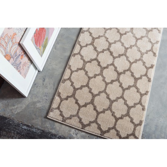 Rug Unique Loom Trellis Beige/Light Brown Runner 2' 0 x 6' 0