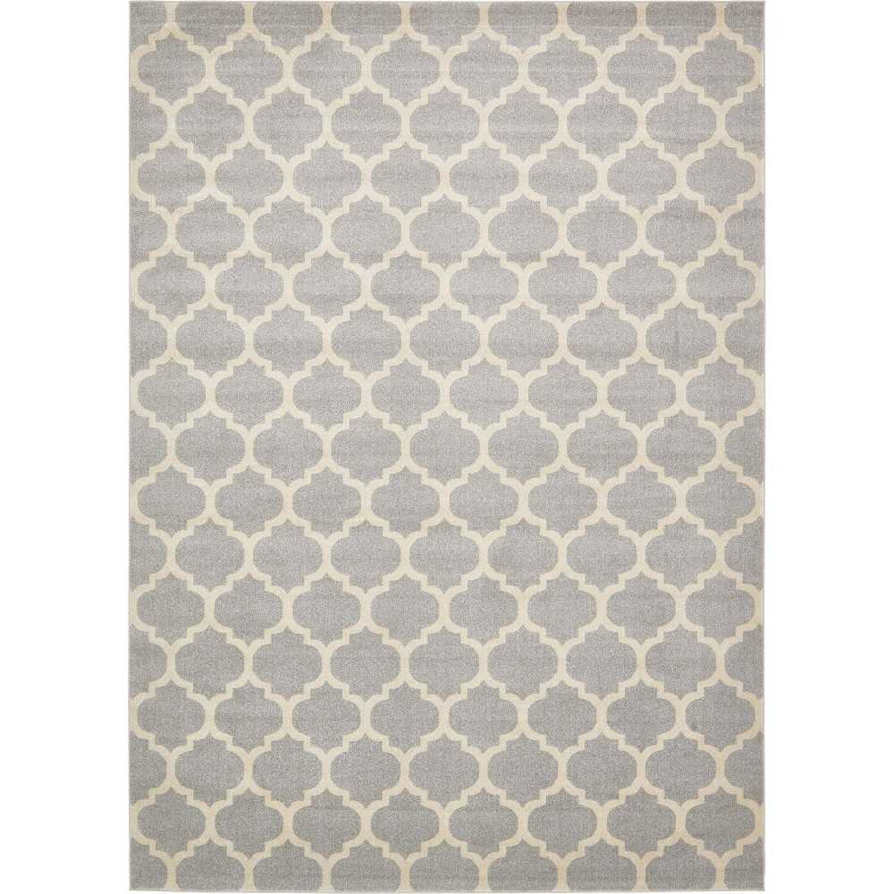 Rug Unique Loom Trellis Light Gray Rectangular 10' 0 x 14' 0