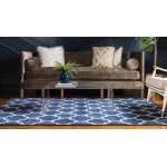 Rug Unique Loom Trellis Navy Blue Rectangular 10' 0 x 14' 0