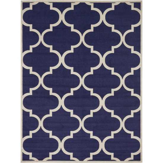 Rug Unique Loom Trellis Navy Blue Rectangular 10' 0 x 13' 0