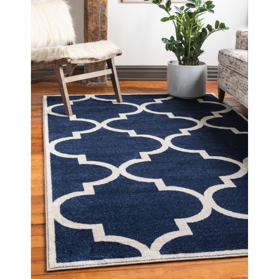 Rug Unique Loom Trellis Navy Blue Rectangular 10' 0 x 13' 0