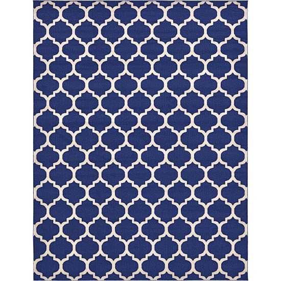 Rug Unique Loom Trellis Navy Blue Rectangular 10' 0 x 13' 0