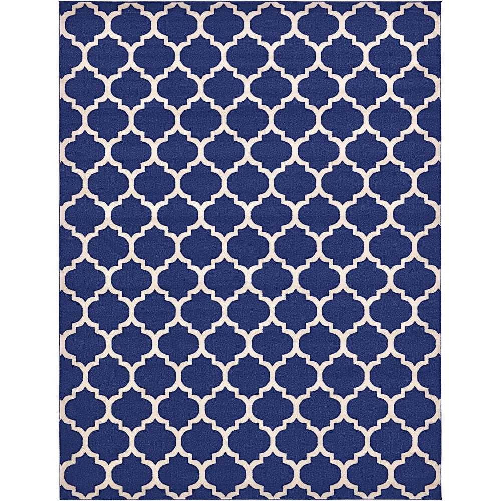 Rug Unique Loom Trellis Navy Blue Rectangular 10' 0 x 13' 0