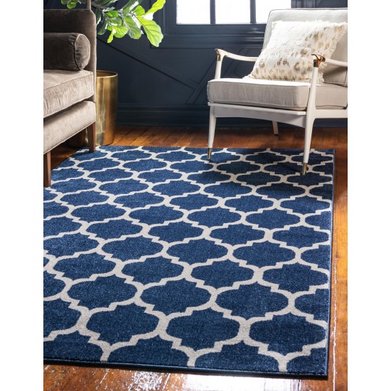 Rug Unique Loom Trellis Navy Blue Rectangular 10' 0 x 13' 0