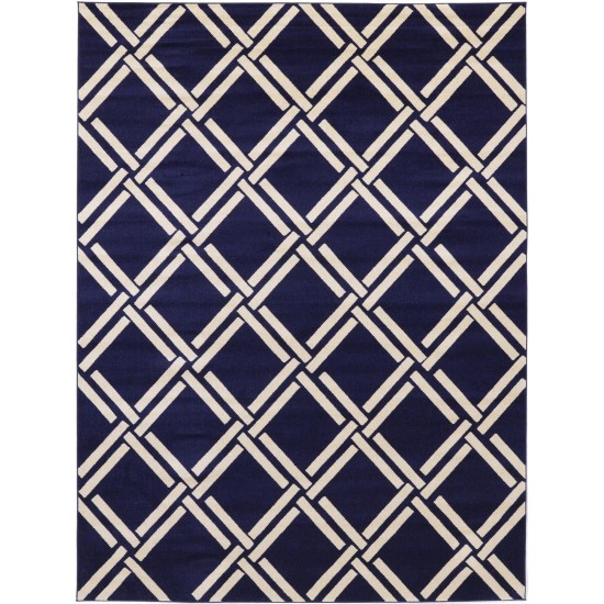 Rug Unique Loom Trellis Navy Blue Rectangular 9' 0 x 12' 0