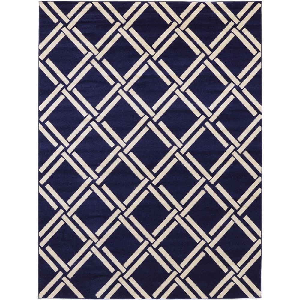 Rug Unique Loom Trellis Navy Blue Rectangular 9' 0 x 12' 0 Rug Unique Loom Trellis Navy Blue Rectangular 9' 0 x 12' 0