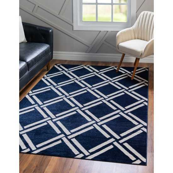 Rug Unique Loom Trellis Navy Blue Rectangular 9' 0 x 12' 0