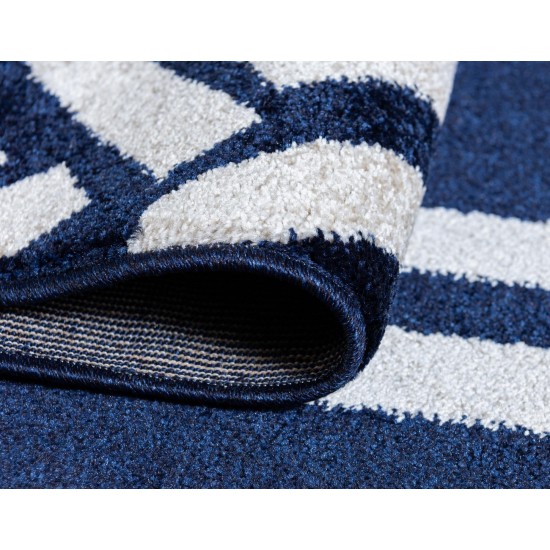 Rug Unique Loom Trellis Navy Blue Rectangular 9' 0 x 12' 0