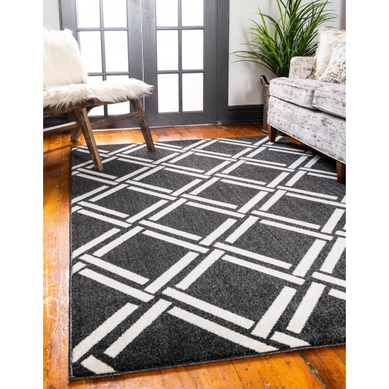 Rug Unique Loom Trellis Black Rectangular 9' 0 x 12' 0