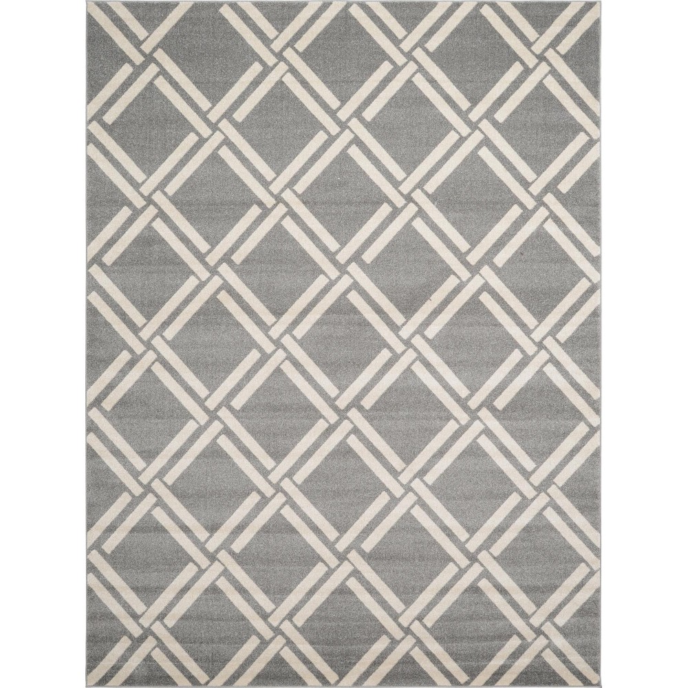 Rug Unique Loom Trellis Gray Rectangular 9' 0 x 12' 0