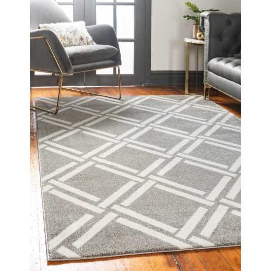 Rug Unique Loom Trellis Gray Rectangular 9' 0 x 12' 0