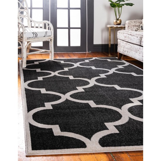 Rug Unique Loom Trellis Black Rectangular 9' 0 x 12' 0