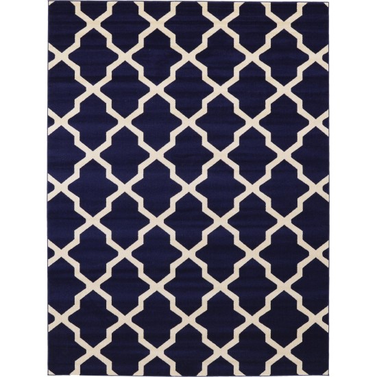 Rug Unique Loom Trellis Navy Blue Rectangular 9' 0 x 12' 0