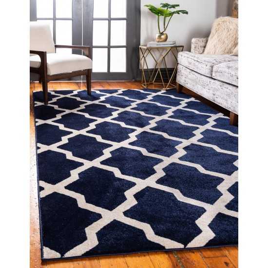 Rug Unique Loom Trellis Navy Blue Rectangular 9' 0 x 12' 0