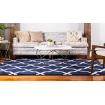 Rug Unique Loom Trellis Navy Blue Rectangular 9' 0 x 12' 0