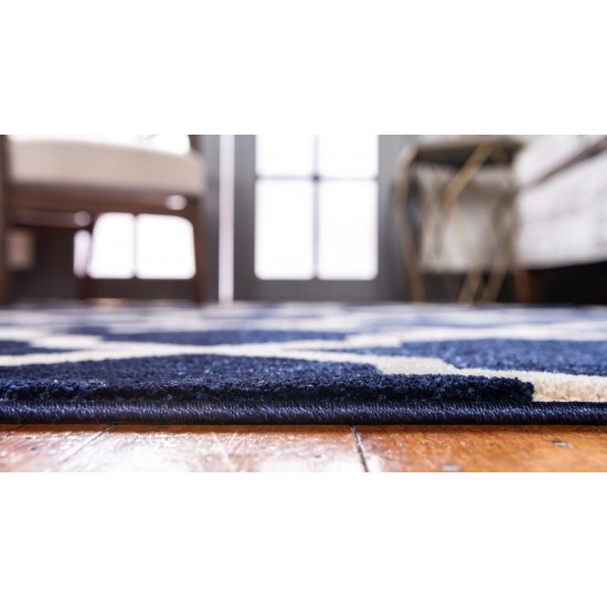 Rug Unique Loom Trellis Navy Blue Rectangular 9' 0 x 12' 0