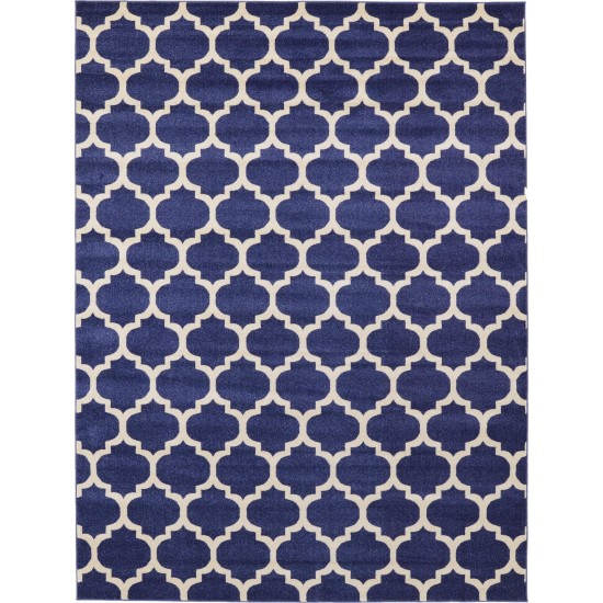 Rug Unique Loom Trellis Navy Blue Rectangular 9' 0 x 12' 0