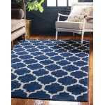 Rug Unique Loom Trellis Navy Blue Rectangular 9' 0 x 12' 0