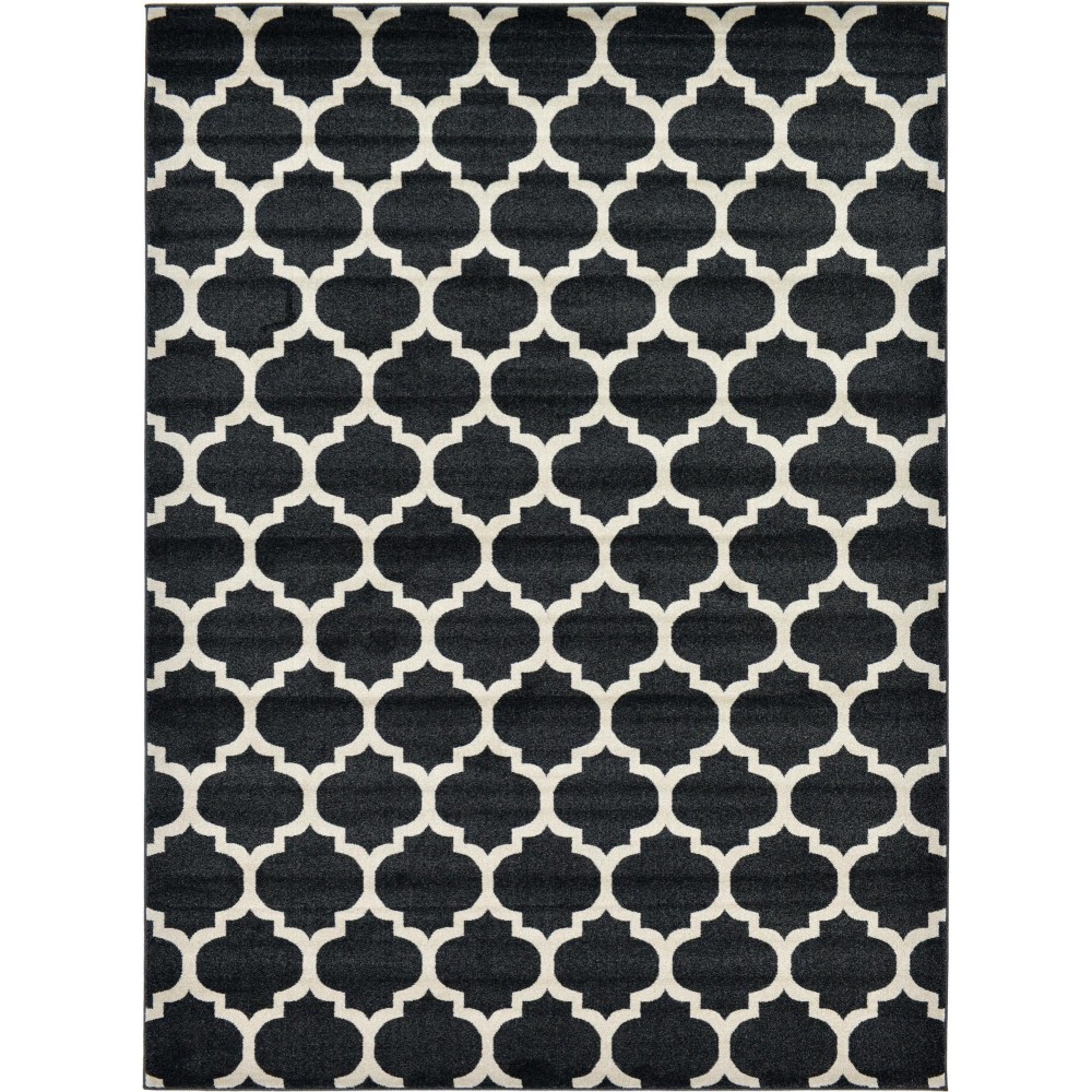 Rug Unique Loom Trellis Black Rectangular 8' 0 x 11' 0