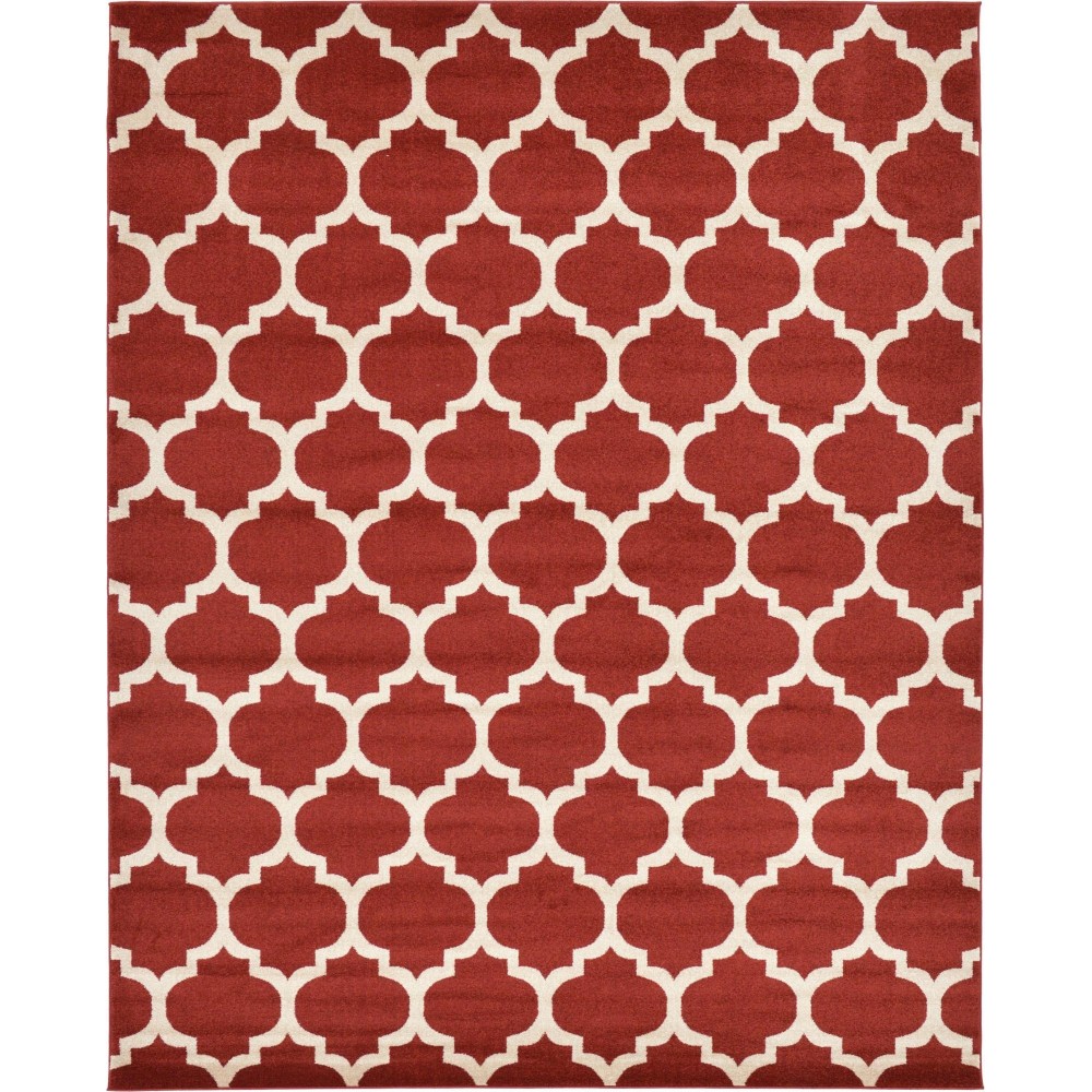 Rug Unique Loom Trellis Red Rectangular 8' 0 x 10' 0