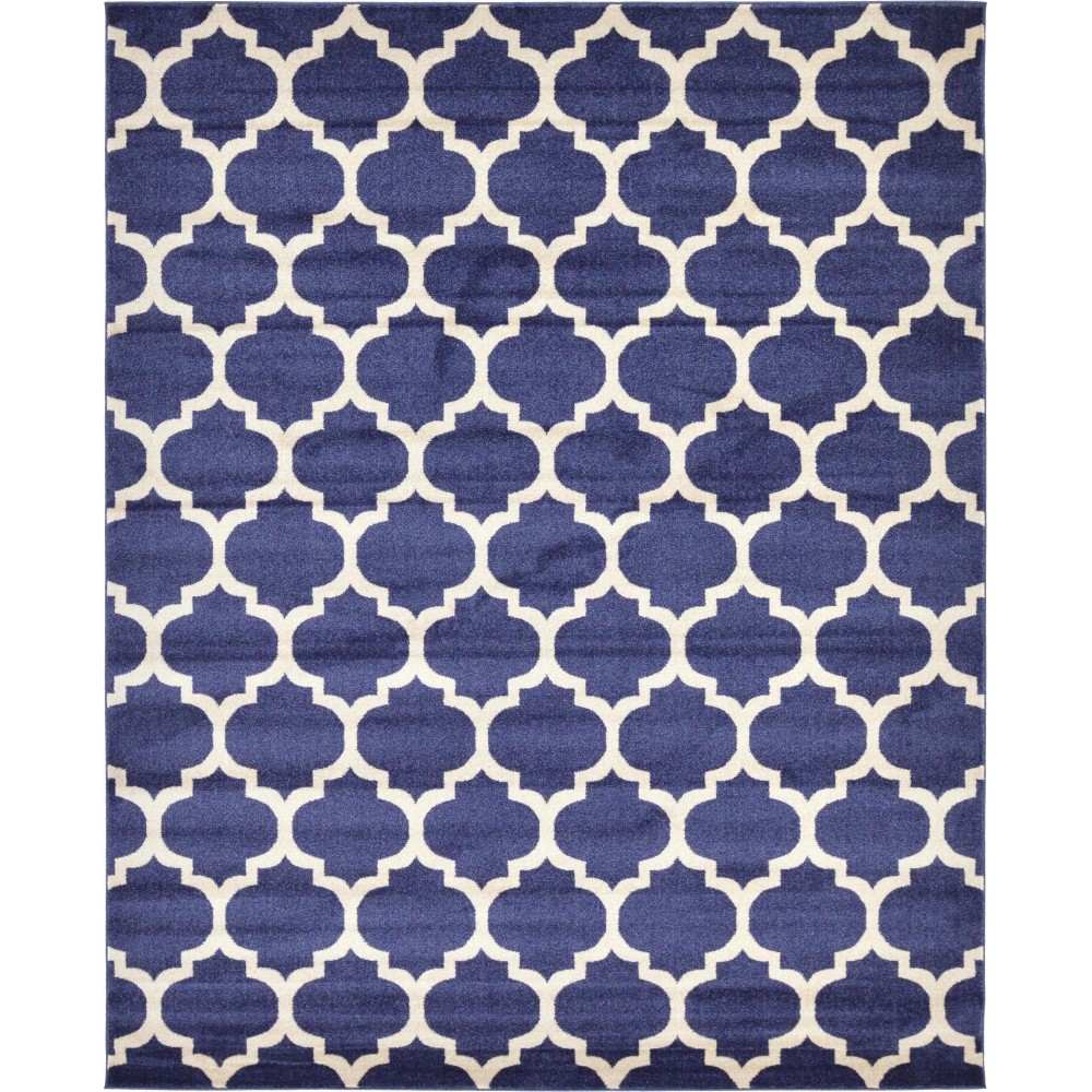 Rug Unique Loom Trellis Navy Blue Rectangular 8' 0 x 10' 0