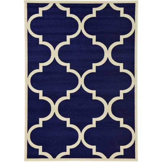 Rug Unique Loom Trellis Navy Blue Rectangular 7' 0 x 10' 0