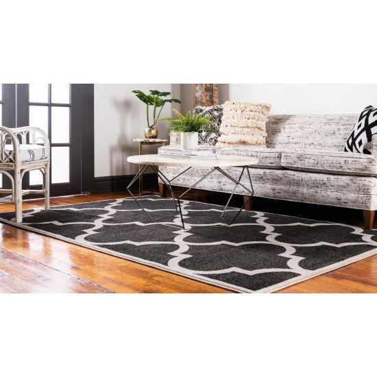 Rug Unique Loom Trellis Black Rectangular 7' 0 x 10' 0