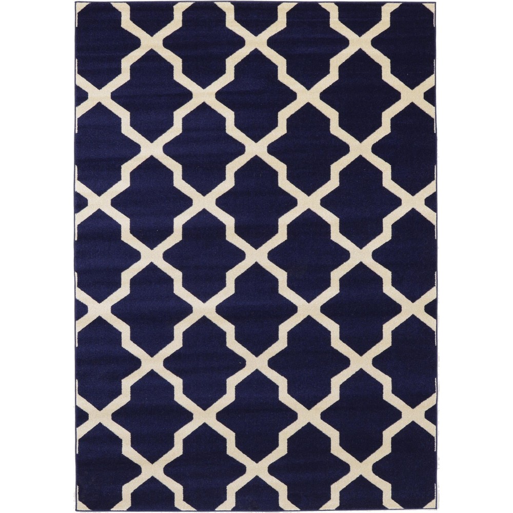 Rug Unique Loom Trellis Navy Blue Rectangular 7' 0 x 10' 0