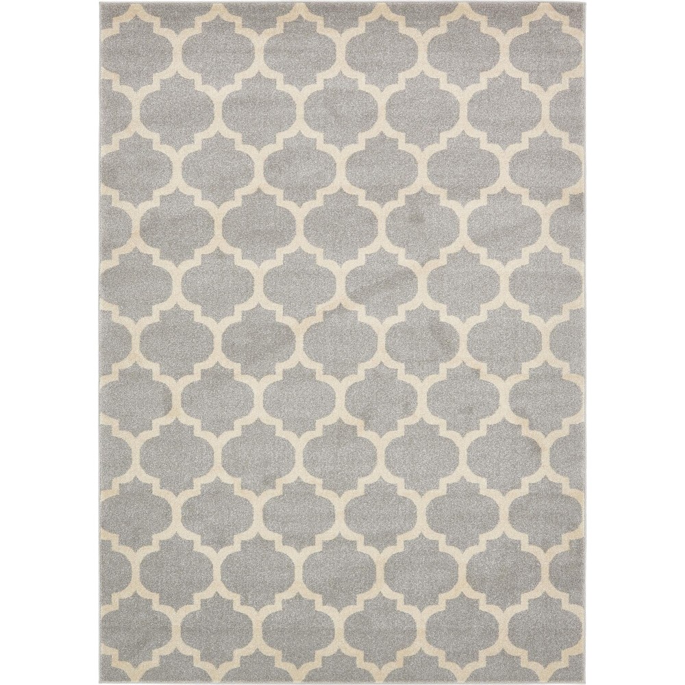 Rug Unique Loom Trellis Light Gray Rectangular 7' 0 x 10' 0