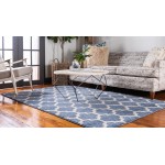 Rug Unique Loom Trellis Blue Rectangular 7' 0 x 10' 0