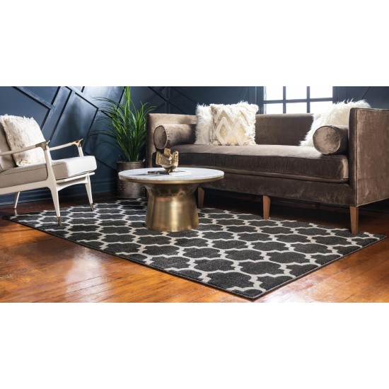 Rug Unique Loom Trellis Black Rectangular 7' 0 x 10' 0