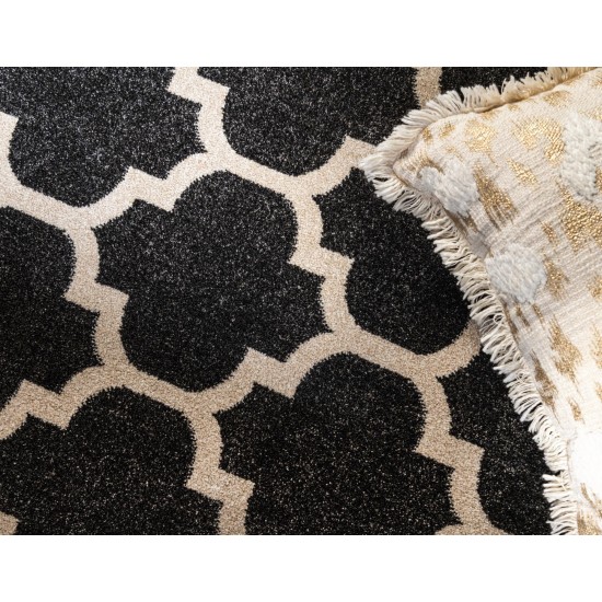 Rug Unique Loom Trellis Black Rectangular 7' 0 x 10' 0