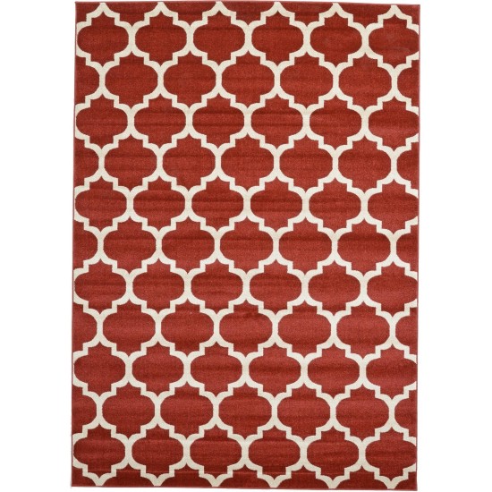 Rug Unique Loom Trellis Red Rectangular 7' 0 x 10' 0