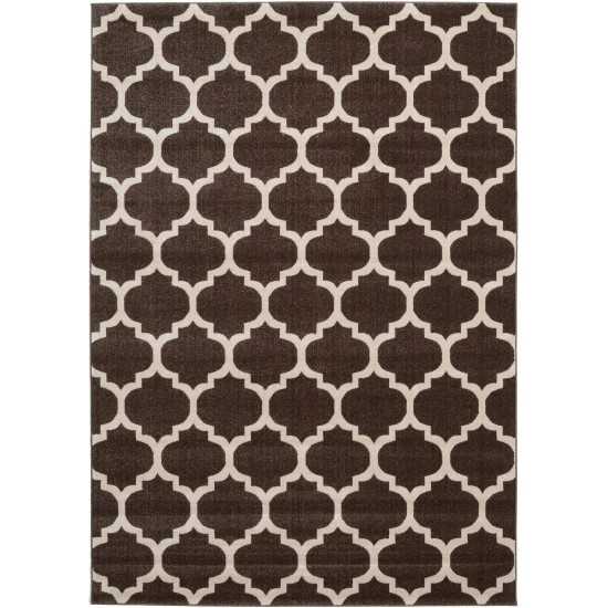 Rug Unique Loom Trellis Dark Brown/Beige Rectangular 7' 0 x 10' 0