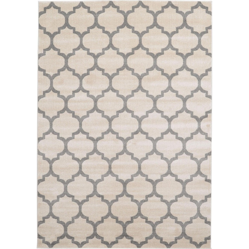 Rug Unique Loom Trellis Beige/Gray Rectangular 7' 0 x 10' 0