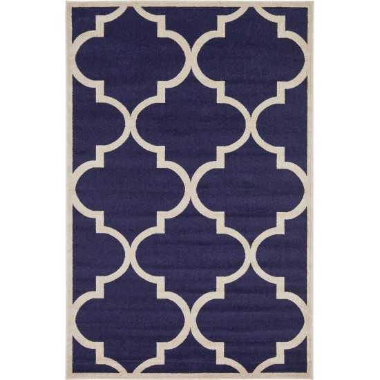 Rug Unique Loom Trellis Navy Blue Rectangular 6' 0 x 9' 0